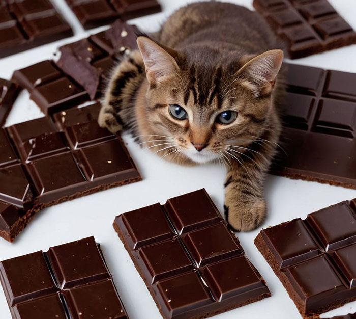 chocolate and caffeine are food that should not be fed to cats